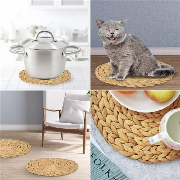 (4 Sizes: 12"-13"-14"-15") Woven Placemat Round Set of 6, Large (12" - Set of 6) - Picture 3 of 6